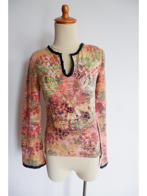 Vivienne Tam - 1990s Vintage Rare Vivenne Tam Budha Printed Long Sleeve
