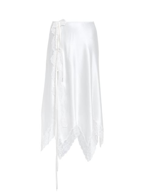 Chloé LACE-TRIMMED LINGERIE SKIRT IN SILK SATIN