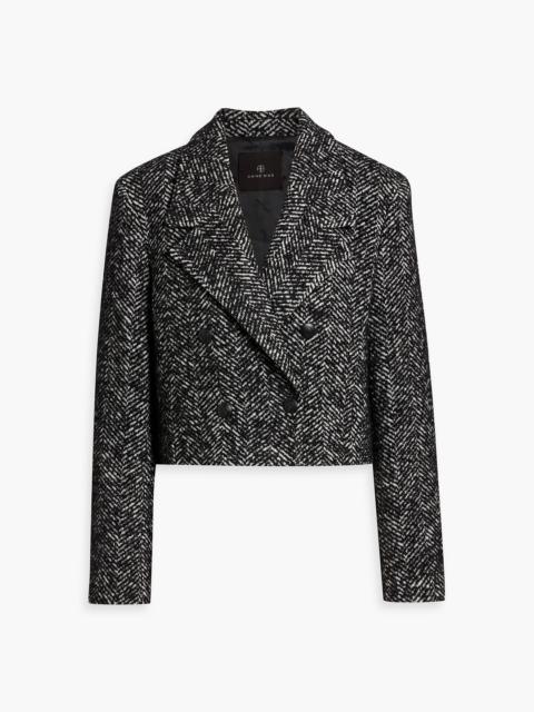 ANINE BING Vienna herringbone double-breasted wool-blend tweed blazer