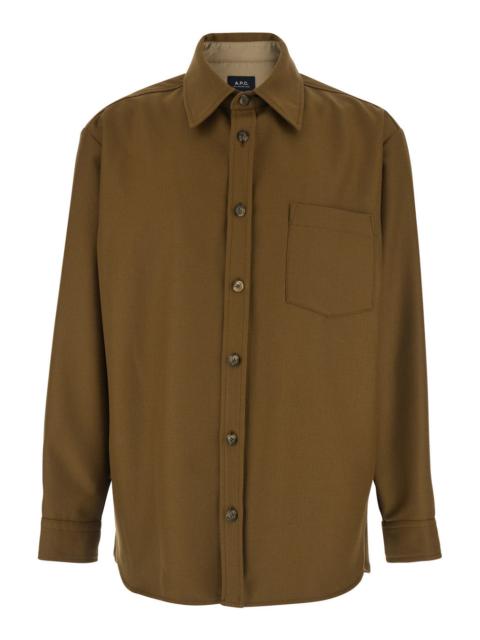 A.P.C. A.P.C. Men Brown Jacket With Classic Collar And Buttoned Cuffs In Wool Blend Man