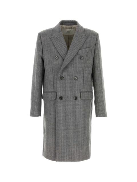 AMI Paris Ami Men Grey Wool Blend Coat
