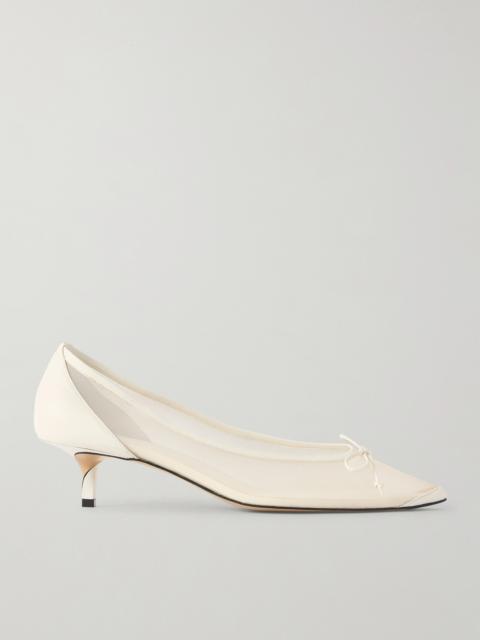 JACQUEMUS Tourni Bow-detailed Leather-trimmed Mesh Pumps