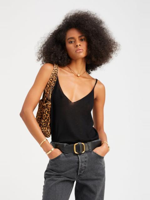 SPRWMN BLACK TISSUE CASHMERE TANK