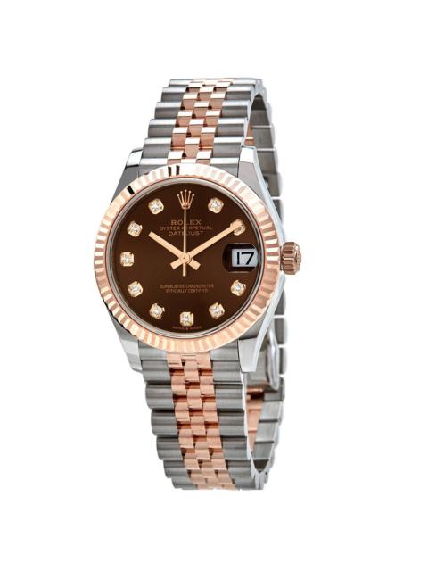 ROLEX Rolex Datejust 31 Chocolate Diamond Dial Automatic Ladies Steel and 18kt Everose Gold Jubilee Watch 