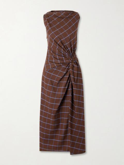 LA LIGNE Knotted Checked Cotton-flannel Midi Dress