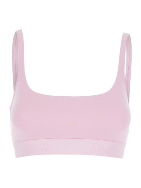 TOM FORD Tom Ford Women Pink Top Bralette With Wide Neckline And Logo Lettering On The Front In Modal Stretch
