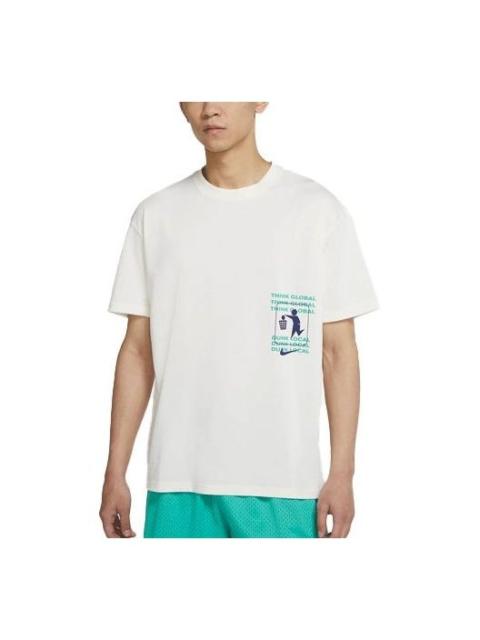 Nike Nike Printing Basketball Sports Round Neck Short Sleeve White DJ1577-901