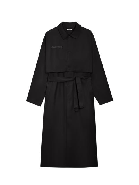PANGAIA Mens Archive Organic Cotton Trench Coat - Black