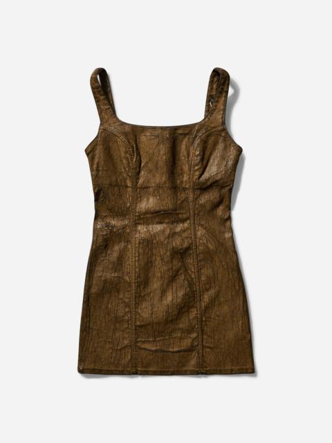 GUESS USA Women's Crackle Denim Dress Dark Brown Earth