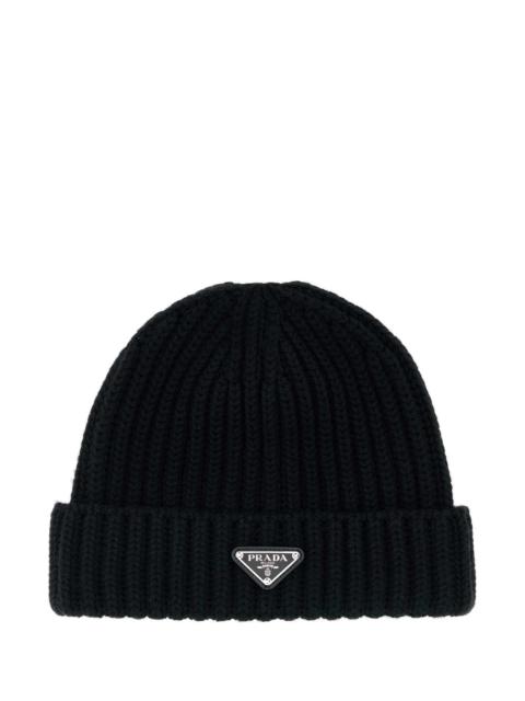 Prada Prada Men Black Wool Beanie Hat