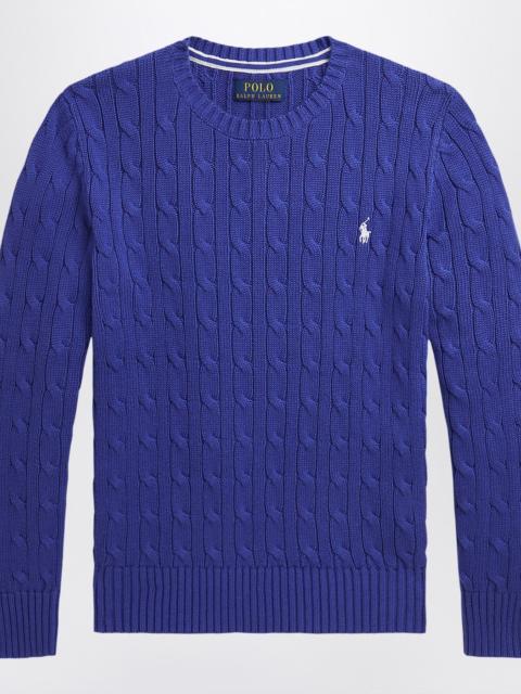 Polo Ralph Lauren Bright blue crew neck sweater with braids