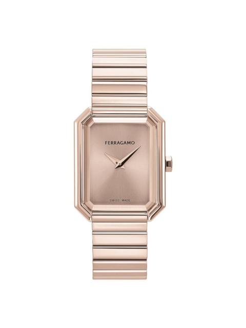 FERRAGAMO Ferragamo Crystal Tank Quartz Rose Gold Dial Ladies Watch SFS800524