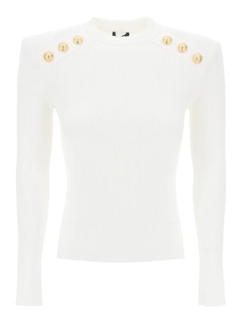 Balmain Crew Neck Sweater With Buttons
