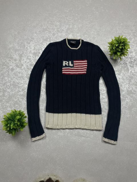Other Designers RRL Ralph Lauren - 🇺🇸Vintage 90s Ralph Lauren USA Flag Cable Knit Sweater