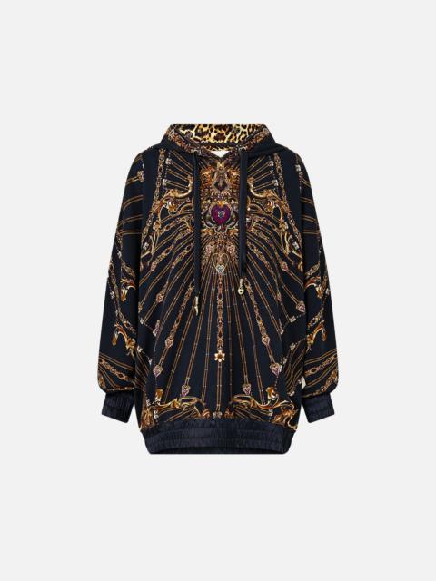 CAMILLA SILK BAND OVERSIZED HOODIE WITH POCKETS