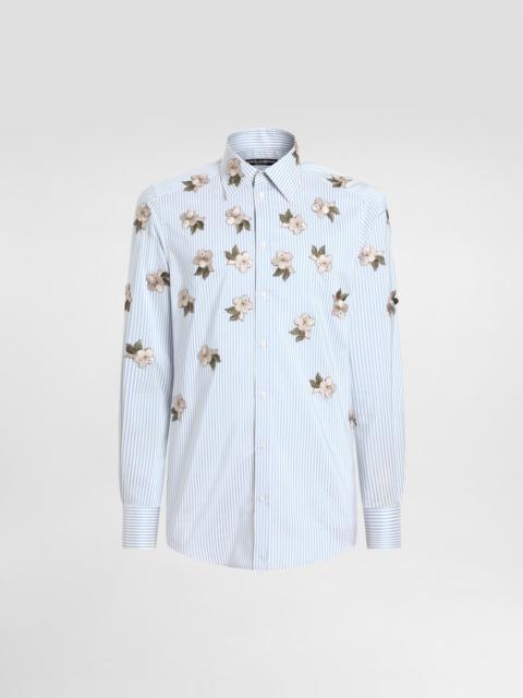 Dolce & Gabbana Silk and cotton shirt with floral appliqués