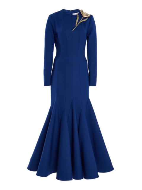 CAROLINA HERRERA Wool-Blend Midi Dress navy