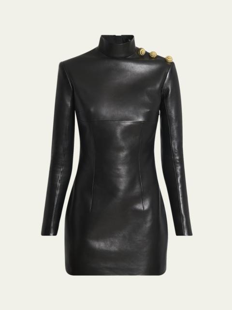 Open-Back Leather Mini Dress