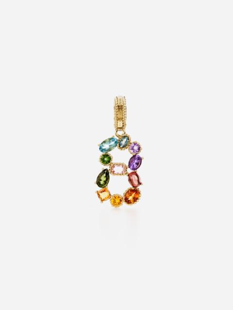 Dolce & Gabbana 18 kt yellow gold rainbow pendant  with multicolor finegemstones representing number 8