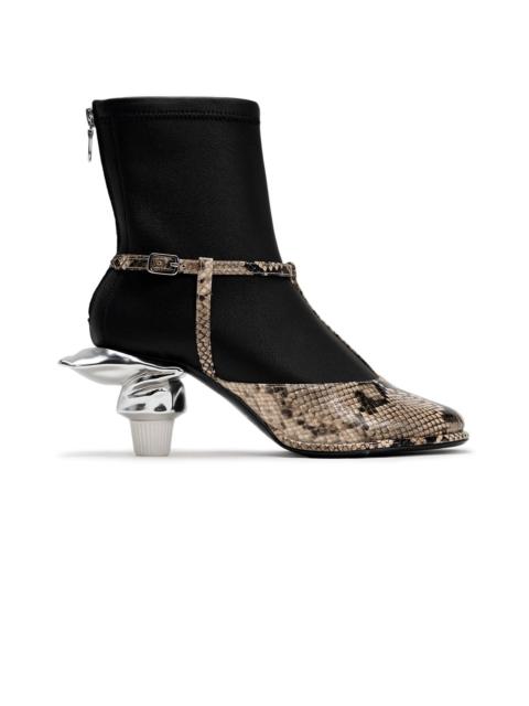 Maison MIHARAYASUHIRO Toothpaste Heel Python Printed Strap Boots