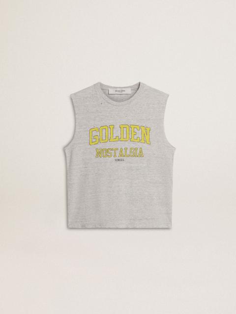Golden Goose Women's gray sleeveless T-shirt with yellow print