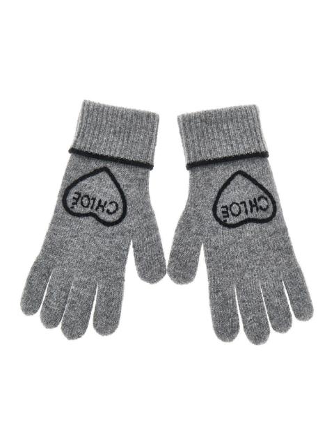 Chloé Chloe Chloé Encoeur Wool Cashmere Gloves Grey