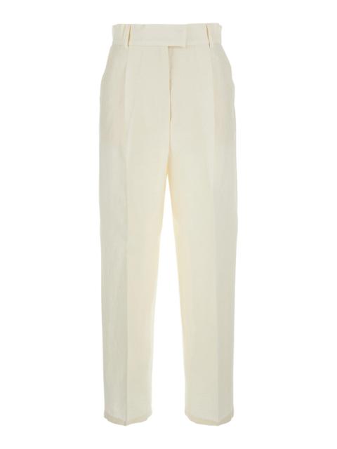 Max Mara Max Mara Women 'Efedra' White Pants With Patch Pockets On The Back In Linen And Silk Blend Woman