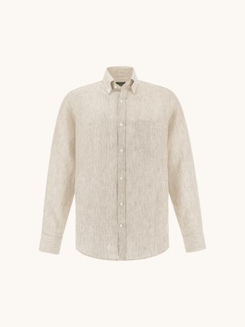 Paul & Shark SOFFIO LINEN SHIRT WITH STRIPED PATTERN