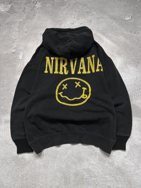 Other Designers Le Grande Bleu (L.G.B.) - Vintage 90s Nirvana Smiley Trashed Distressed Band Hoodie