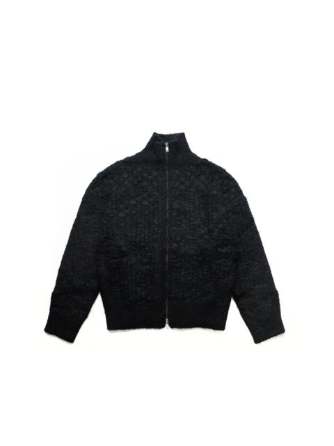 Jil Sander Jil Sander+ Alpaca Mohair Basketweave Zip-Up Sweater Black