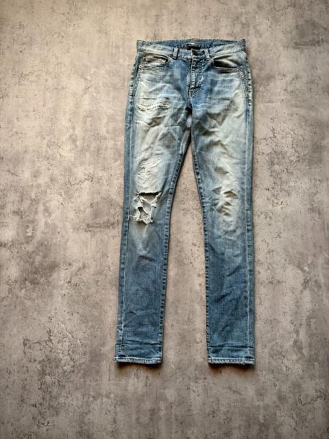 SAINT LAURENT Saint Laurent Paris 18SS D05 Blue Washed Distressed Denim Jeans