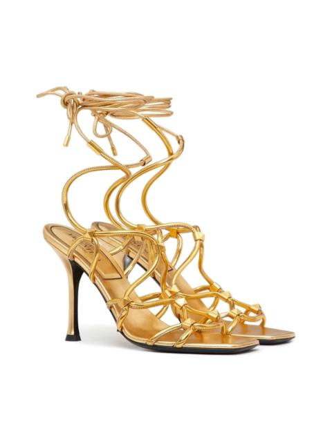 Valentino Valentino Rockstud Net Lace-Up Leather Sandal