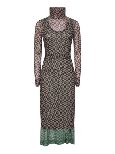 Dries Van Noten Dries Van Noten Women Brown Printed Mesh Layered Midi Dress<Br/>