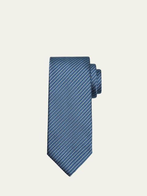 Brioni Men's Bicolor Chevron Silk Tie