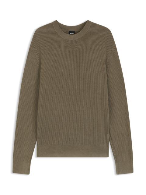 BOSS REGULAR-FIT SWEATER WITH CORDUROY RIB