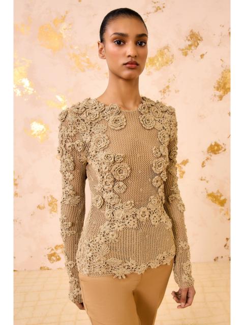 ULLA JOHNSON Viola Crochet Knit Pullover