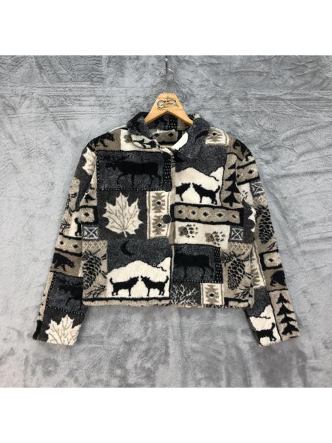 Other Designers Navajo - Vintage Black Mountain Fleece Cropped Jacket #4625-161