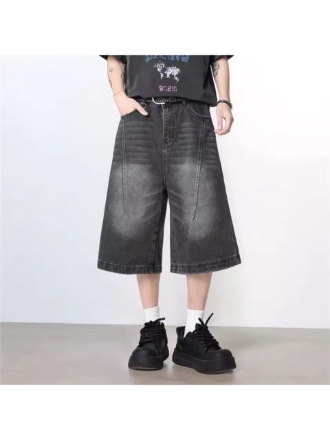 Other Designers Jean - Extra Long Culotte Style Washed Jorts, Baggy Denim Shorts