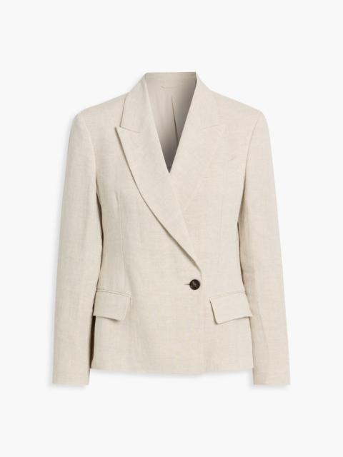 Brunello Cucinelli Double-breasted metallic linen-blend blazer