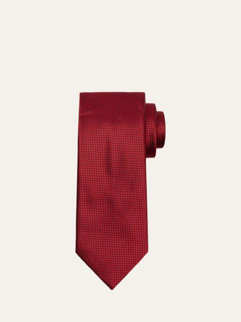 ZEGNA Men's Micro-Geometric Jacquard Silk Tie