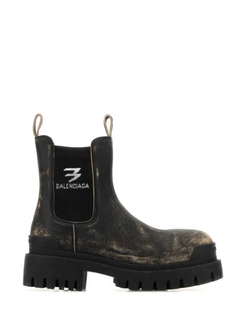 BALENCIAGA Balenciaga Women Black Leather Strike Chelsea Ankle Boots