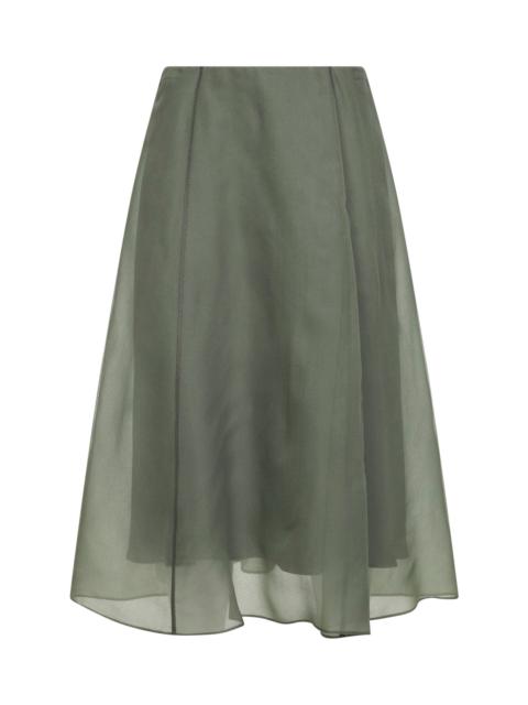 Brunello Cucinelli Brunello Cucinelli Women Olive Green Crispy Silk Circle Skirt