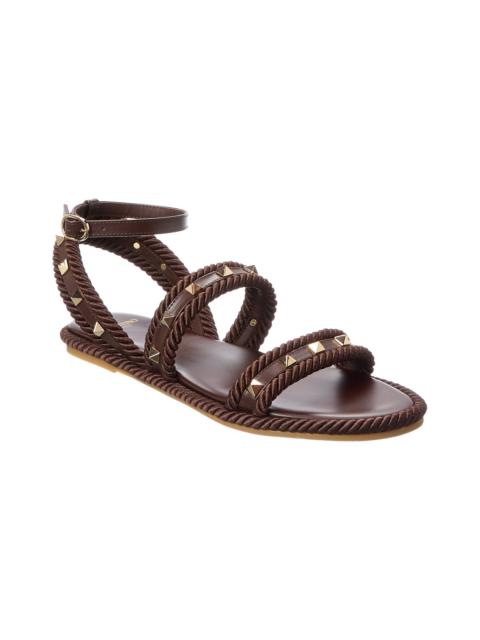 Valentino Valentino Rockstud Rope & Leather Sandal