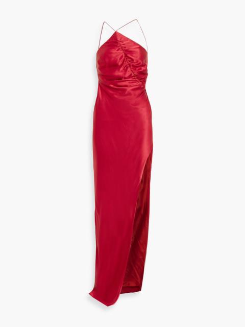 THE SEI Ruched silk-satin gown