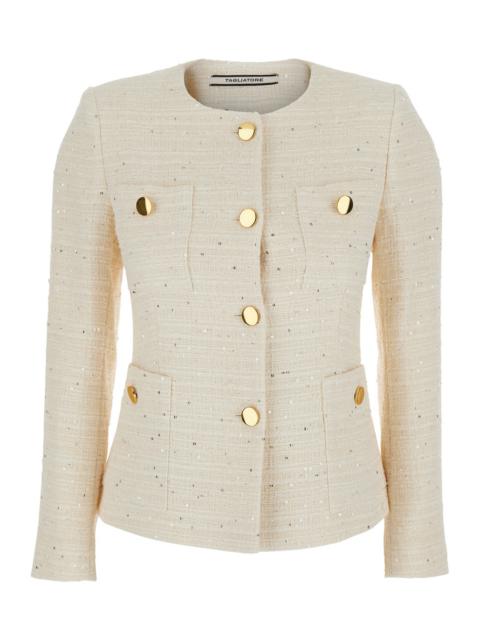 TAGLIATORE - Tagliatore Women 'Beverly' White Jacket With Metal Buttons In Cotton Tweed Woman