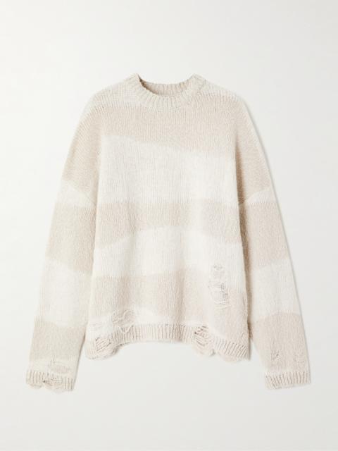 Our Legacy Popover Distressed Striped Cotton And Linen-blend Sweater