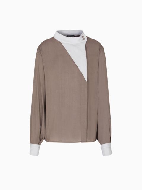 EMPORIO ARMANI FLUID MUSLIN SHIRT WITH OFF-CENTRE CLOSURE