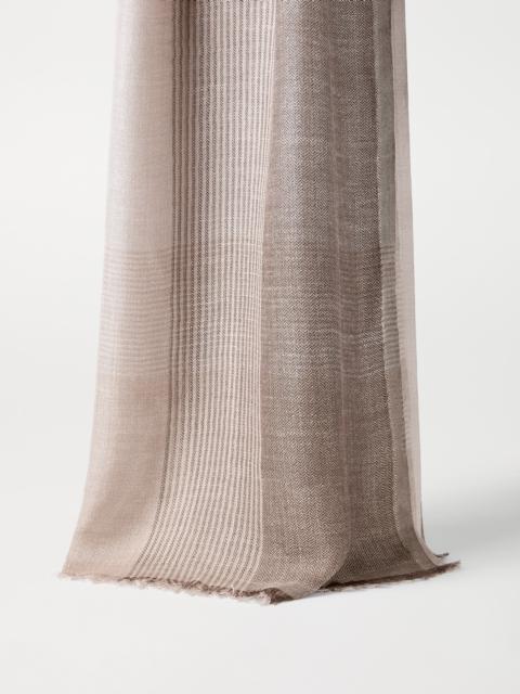 Brunello Cucinelli Silk and linen chevron scarf with stripes