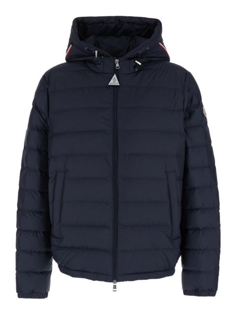 Moncler Moncler Men 'Vermeille' Blue Down Jacket With Fixed Hood And Logo Patch On The Sleeve In Tech Fabric