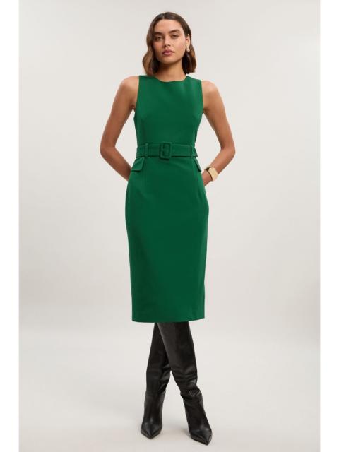 KAREN MILLEN Compact Essenital Belted Midi Pencil Dress